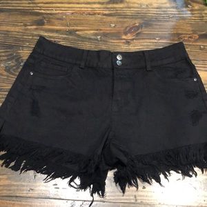 True Craft size 13 Black raw hem shorts